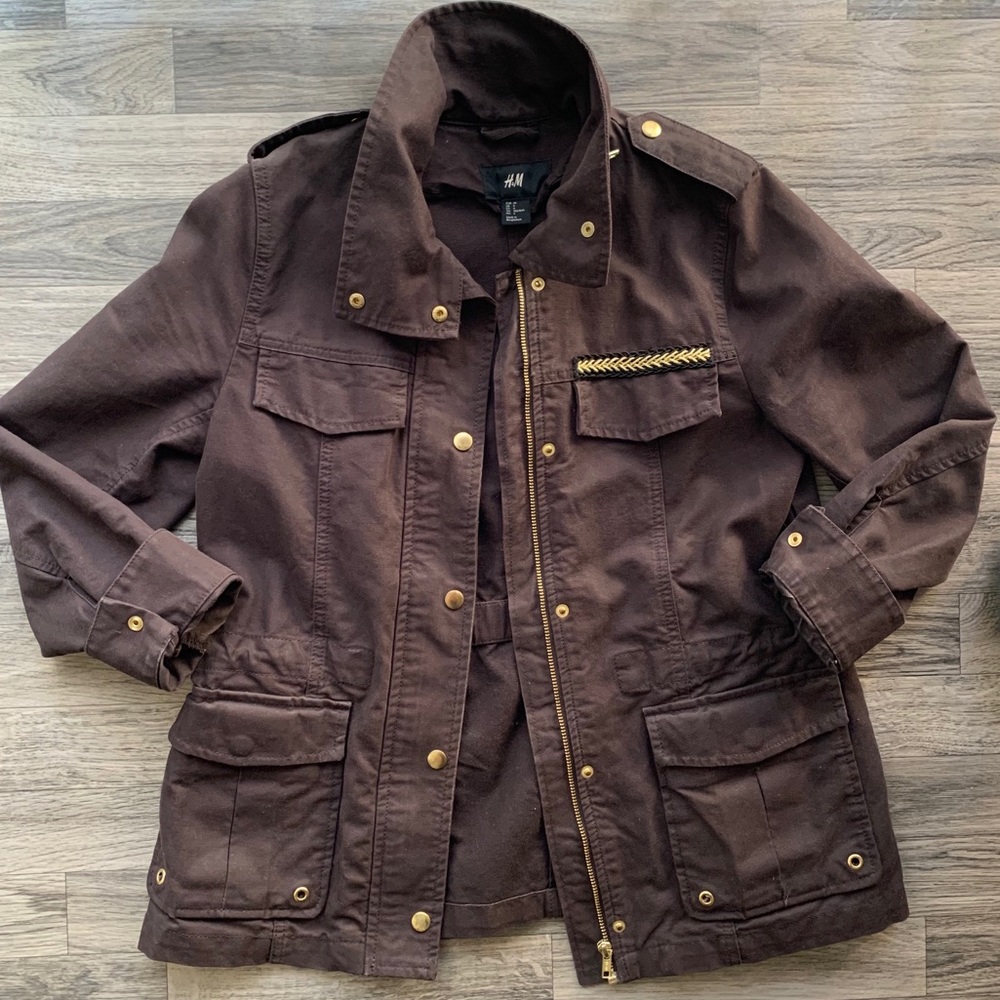 H&M Utility Cargo Jacket, Grey. Size 6.